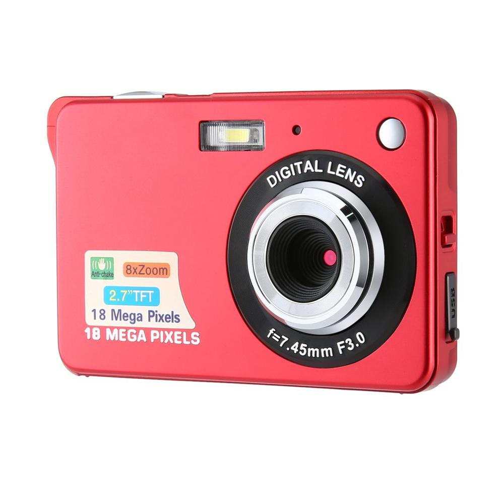 2,7 Zoll TFT LCD Display 18MP 720P 8x Zoom HD Digital Kamera Anti-Shake Camcorder Video CMOS Micro kamera Kinder: Rot