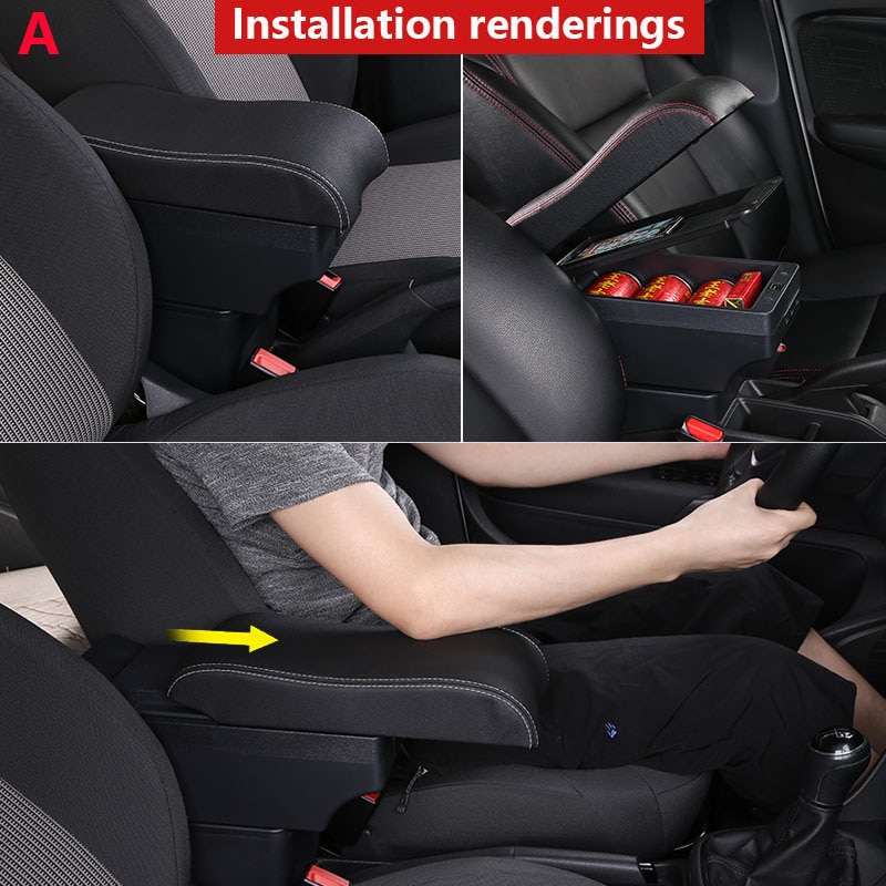 For Peugeot 107 Armrest Interior Parts special Retrofit parts Car Armrest Center Storage box USB LED Curved surface