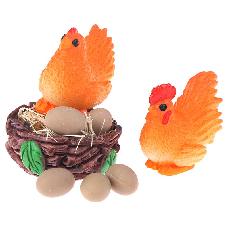 1: 12 gallo Gallina Uovo di Nido impostato Casa di Bambola di Pollo in Miniatura mini Casa di Bambola Decorazione Regalo Dei Bambini Giochi Di Imitazione Giocattolo