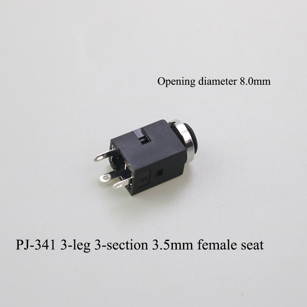 PJ-serie 3,5 mm stereo vrouwelijke aansluiting met schroef 3,5 audio hoofdtelefoonaansluiting 3P verticale dubbelkanaalsconnector 392 399 3640: Black