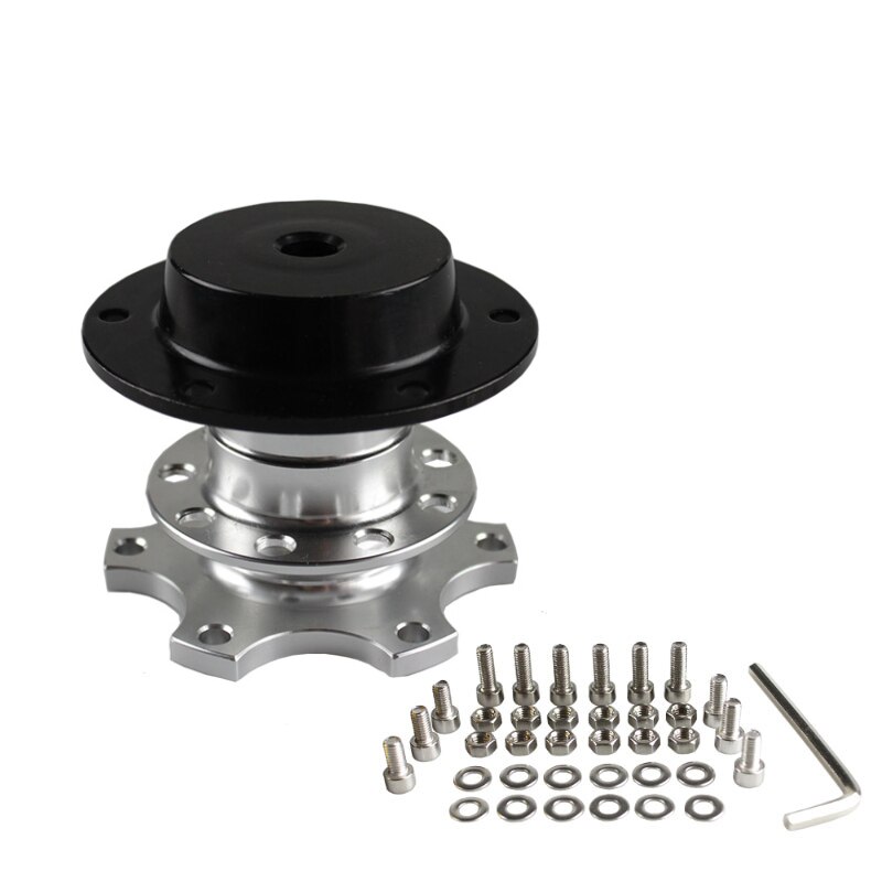 Universal Steering Wheel Quick Release Hub Boss Kit Wheel Hub Adapter For 6 hole Steering Wheel Hub: Silver