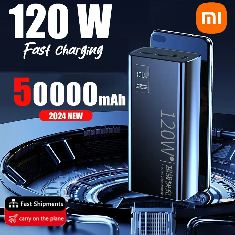Xiaomi 120W Power Bank 50000mAh High Capacity Fast Charging Powerbank Portable Battery Charger For iPhone Samsung Huawei