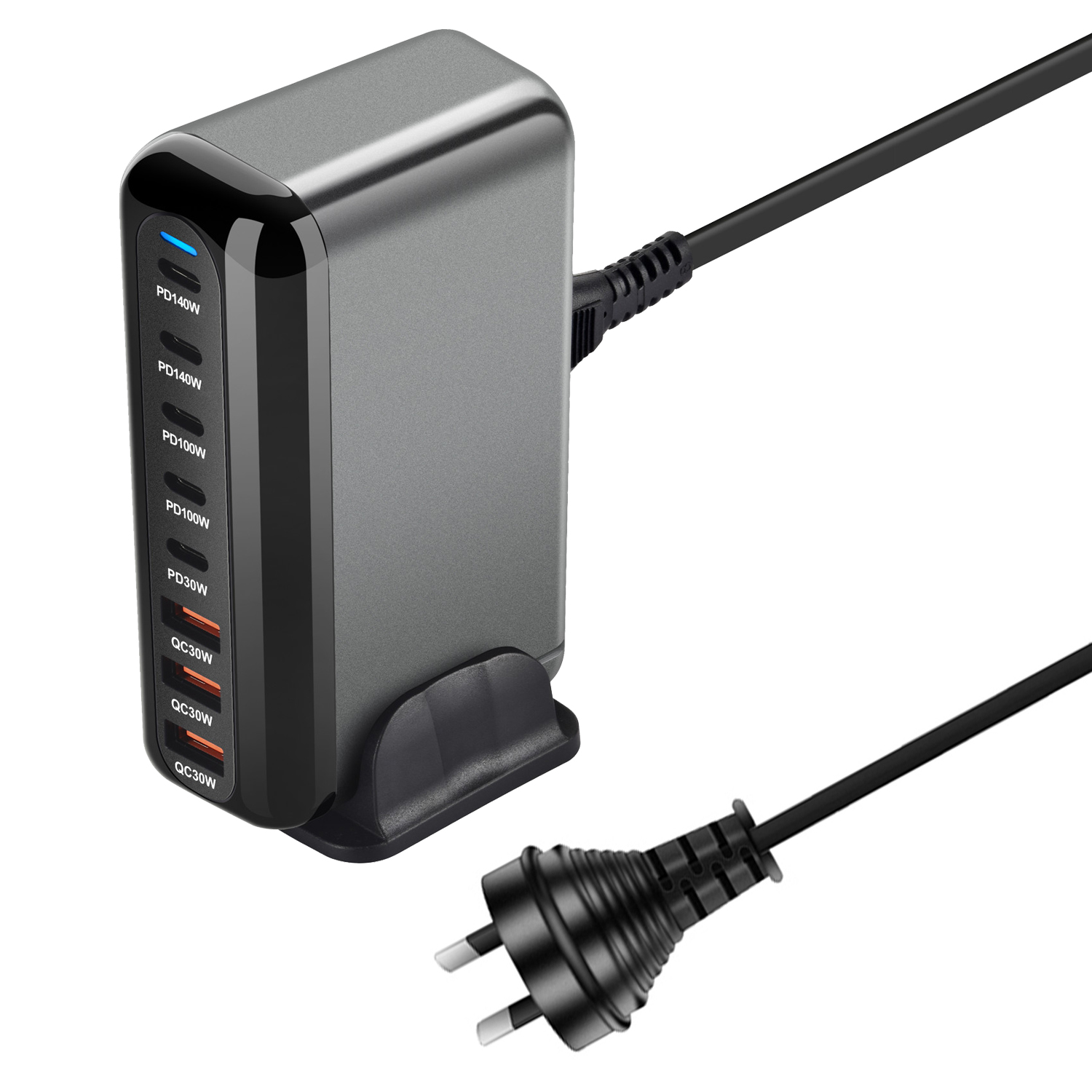 Novo carregador rápido 600w gan carga rápida 3.0 usb tipo c com 8 portas, carregador pd 5c3a para telefones e tablets, design portátil: AU