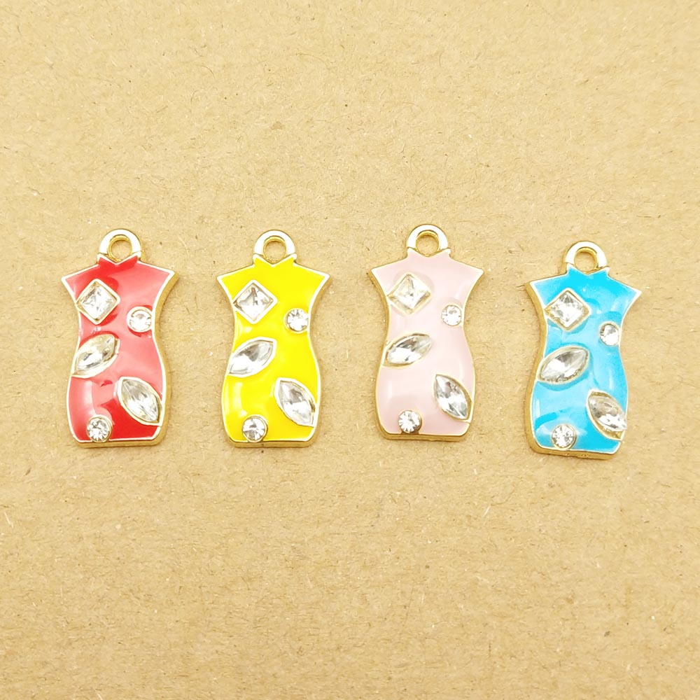 10 stuks 10 x 17mm emaille bedels voor dameskleding voor het maken van sieraden, oorbellen, armbanden, kettingen en bedels