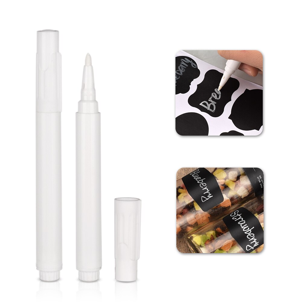 Rotuladores borrables de tiza líquida blanca para cocina, etiqueta adhesiva, tarro, pegatinas, almacenamiento, pegatinas de especias, pizarra, 5 uds.