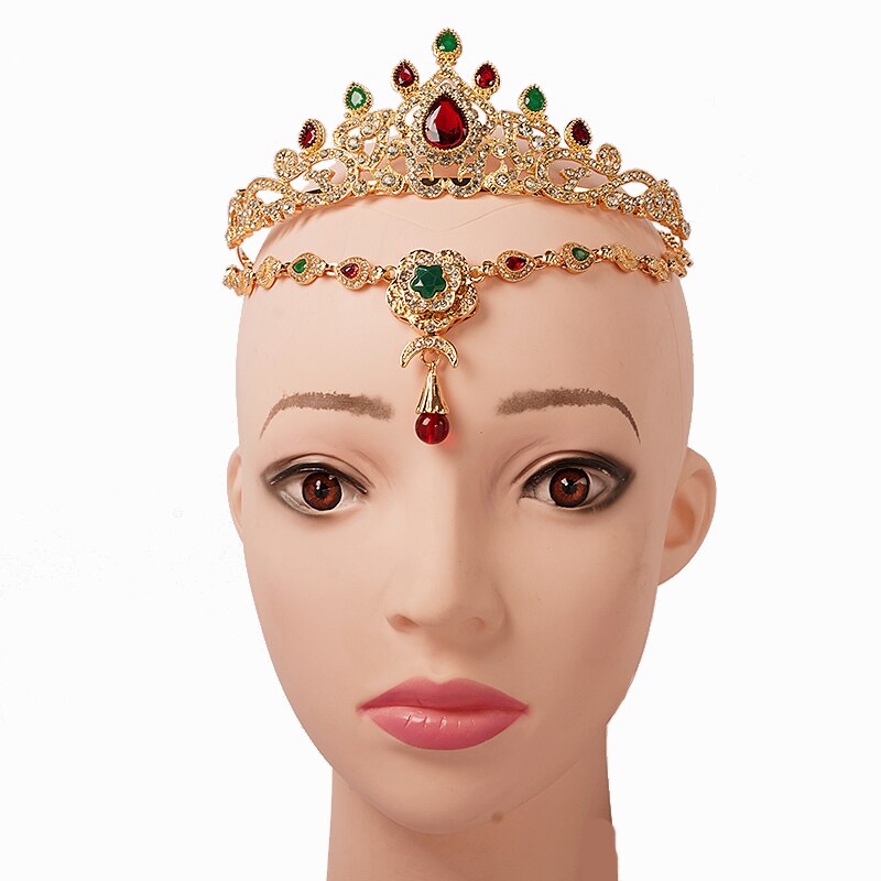 Arabic Wedding Hair Accessories Gold Crown Morocco Bridal Headpiece Rhinestone Muslim Women Headbands Metal Marriage: MODEL 3