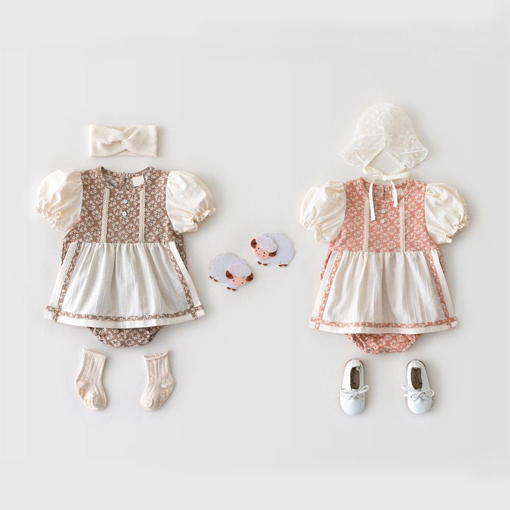 Babykleding landelijke bloemen pasgeboren baby meisjeskleding zomer baby romper jurk peuter romper kleding baby jumpsuit zonnepak