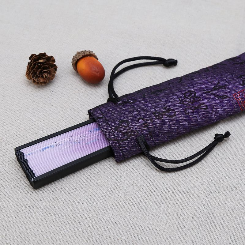 Chinesische Kalligraphie Stil Dekorative Falten Hand Fan Tasche Staubdicht Halter Protector Beutel-kasten Abdeckung