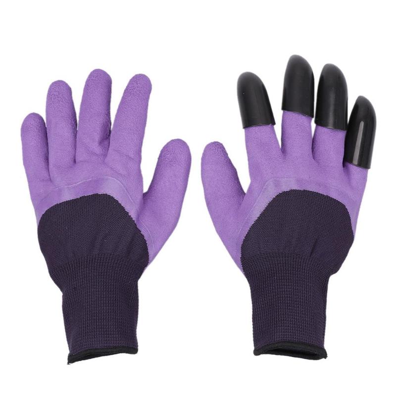 Garden Gloves with Claws for Dig Plant Genie Rubber Gloves Rose Planting Pruning Hand Claw for Digging Gardening Tool: Purple