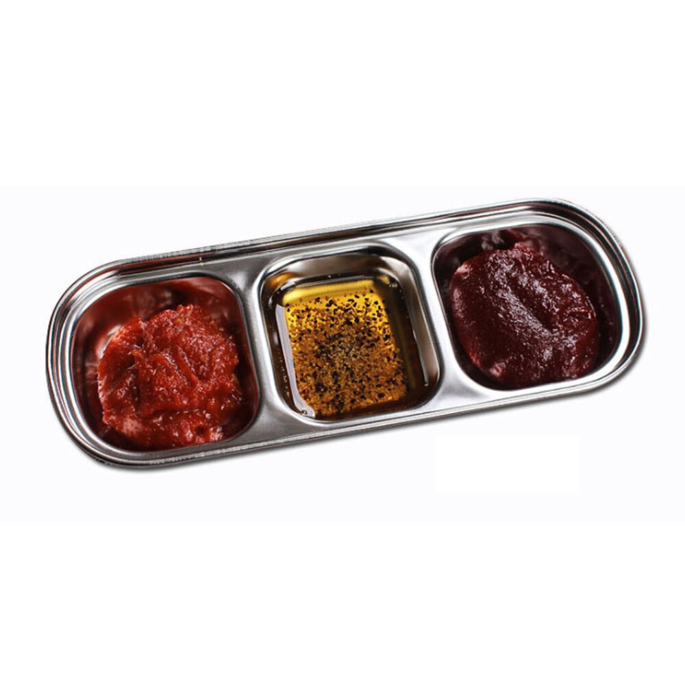 Disco de inmersión para barbacoa al aire libre, plato de sabor multiestilo grande de acero inoxidable, condimento de salsa, plato de vinagre de soja, herramienta de cocina