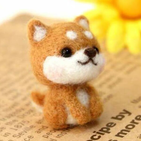 DIY Wool Felt Needle Felting Kit Raw Material for Adult Cartoon Animal Raw Material Cartoon Animal Wool Felt DIY for Adult: Puppy