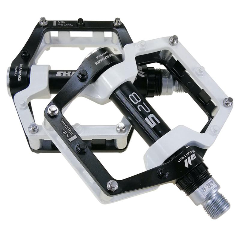 2pcs SHAMASHI Cycling Pedals Aluminum Alloy Bicycle Pedals Ultralight Non-slip Antiskid Road MTB Mountain Bicycle Pedals: black white