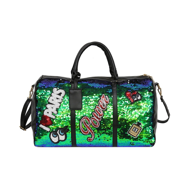 Sequin Toevallige Sport Reistas Organizer Casual Duffel Shouder Dagrugzak Duurzaam Kledingstuk Bagage Tote Bag: green