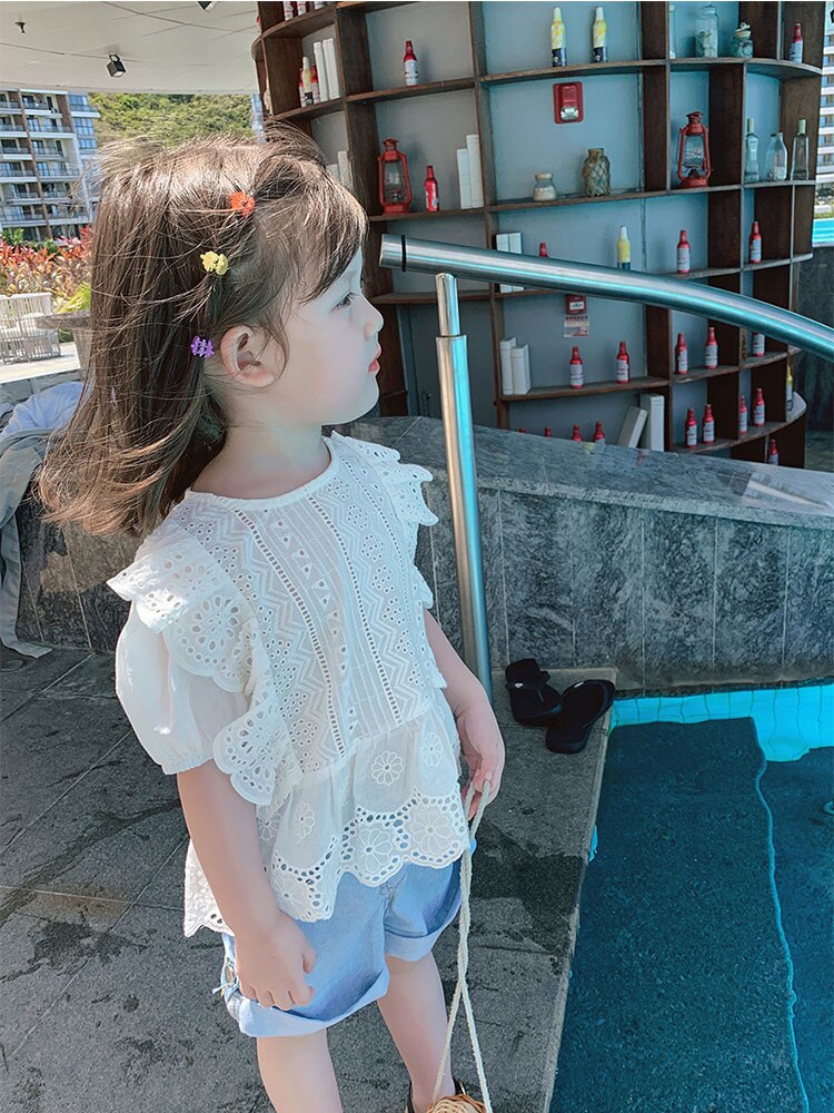 sommer Neue Mädchen Weiß Spitze Floral Bluse Baby ... – Vicedeal