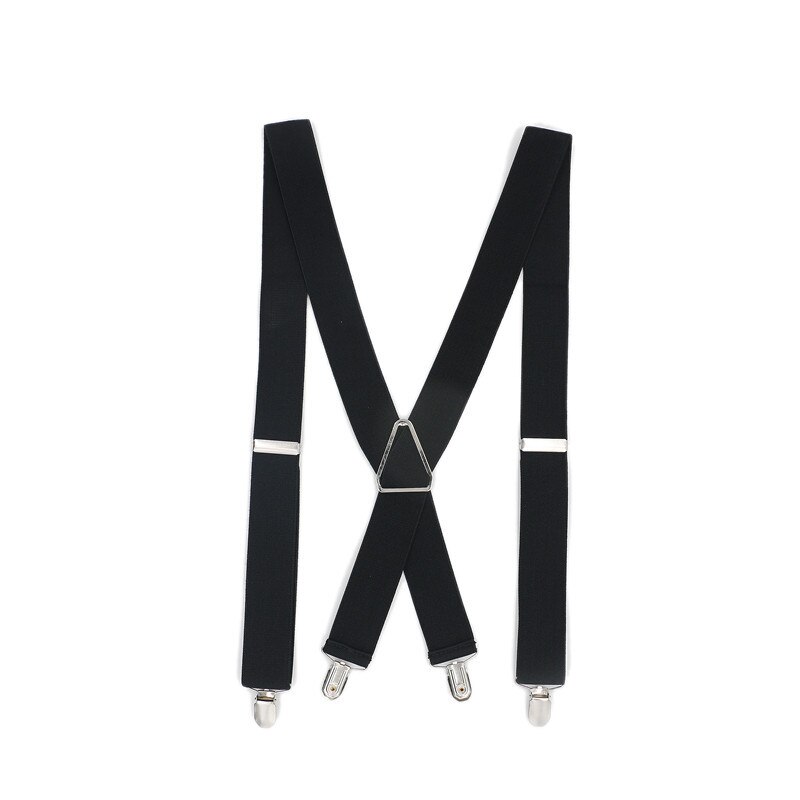 3.5 bredde menn bukseseler solid svart dobbel elastikk 4 klips justerbar toveis metall kryss x rygg dame bukser seler