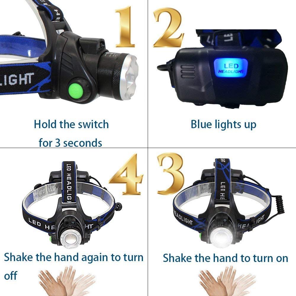 7000LM más potente Sensor IR linterna frontal T6/L2/V6 linterna USB recargable de pesca Zoom linterna impermeable