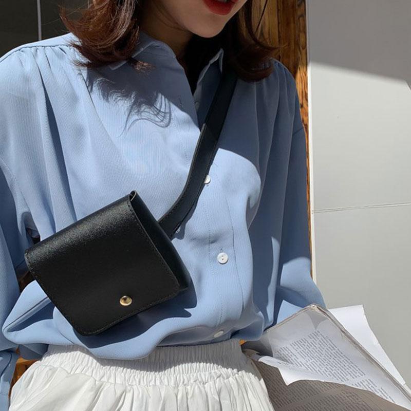 PU Chest Bag Fanny Pack Women Shoulder Waist Belt Bag Solid Color Casual Belt Crossbody Pocket Phone Murse Purse