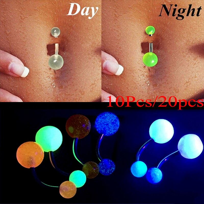 7 Steken/Pak Navel String Nagels Gemengde Kleuren Goedkope Glow In The Dark Buik Ringen Lichaam Sieraden Kleur Willekeurige levering