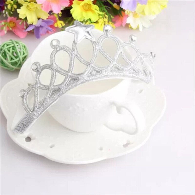 Baby Girls Princess Crown Hairband Children Headband Tiaras Kids Birthday Headwear Girl: Silver