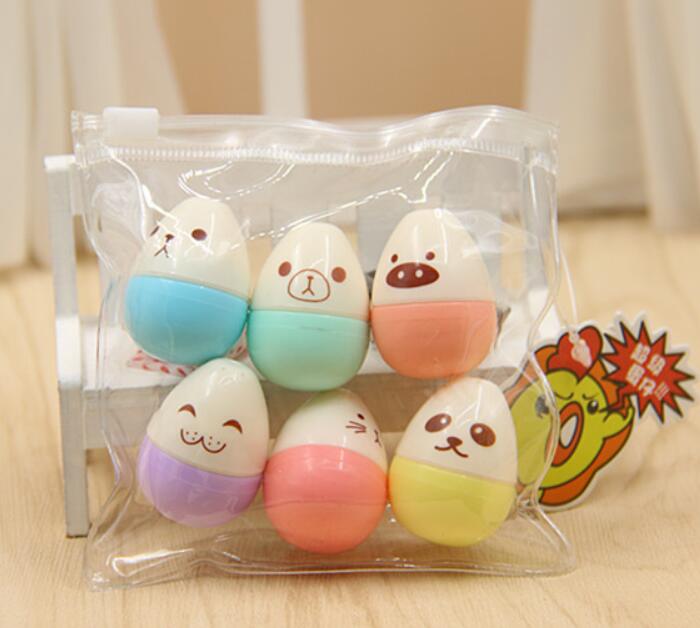 Resaltador de dibujos animados de Panda, gato, animales, Mini marcador de dibujo de 6 colores, bolígrafos, suministros de escritura para escuela y oficina, 48 unids/lote: 6