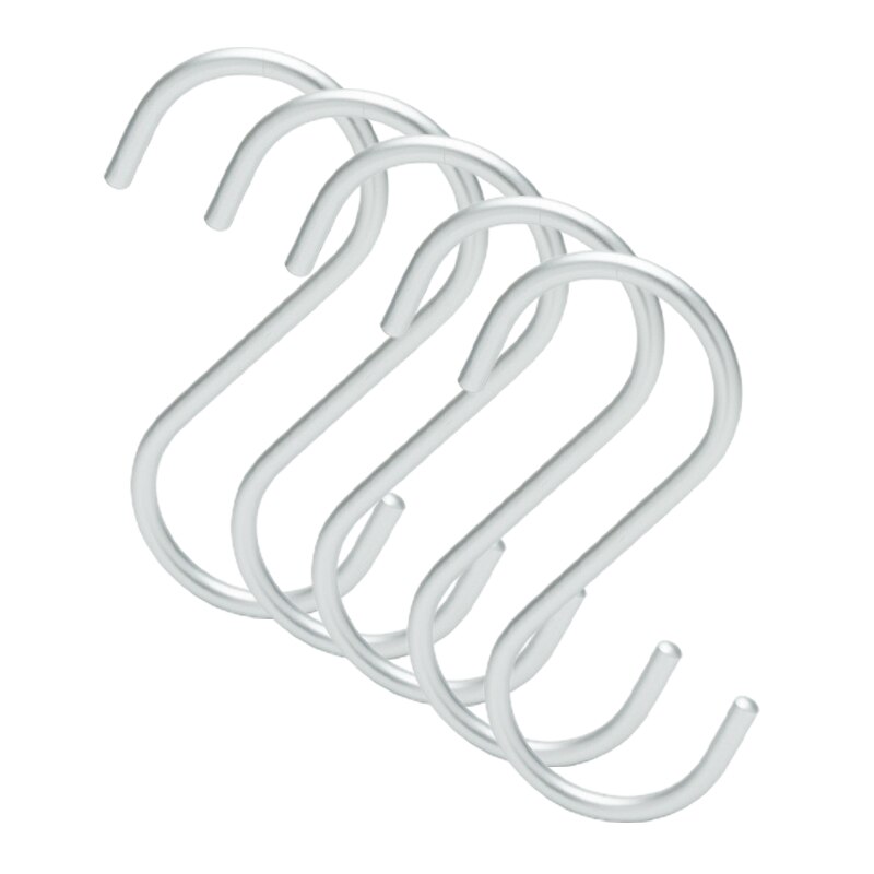 Crochet en acier en forme de S, crochet en forme de S, pour la cuisine et la chambre à coucher, garde-corps multifonction, crochet de support de fermoir, crochet de rangement suspendu aussi 5 pièces: Matte silver