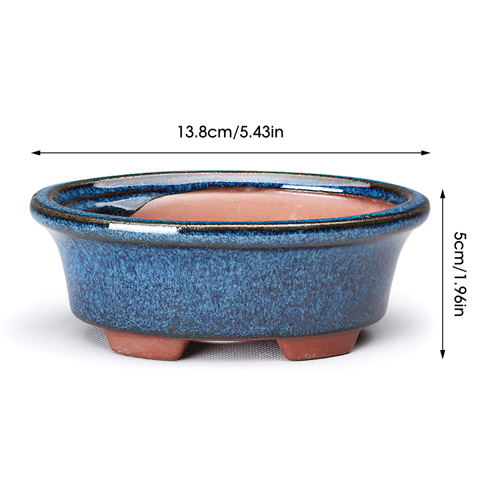 Pot de fleur succulente en céramique, Pots de bonsaï en poterie de Style chinois avec trou de vidange, pierre de grès violette pour décoration de bureau et de maison: green
