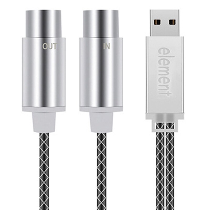 Midi-kabel til usb in-out-konverter, midi-interface med indikatorlys, ftp-behandlingschip, metalskal