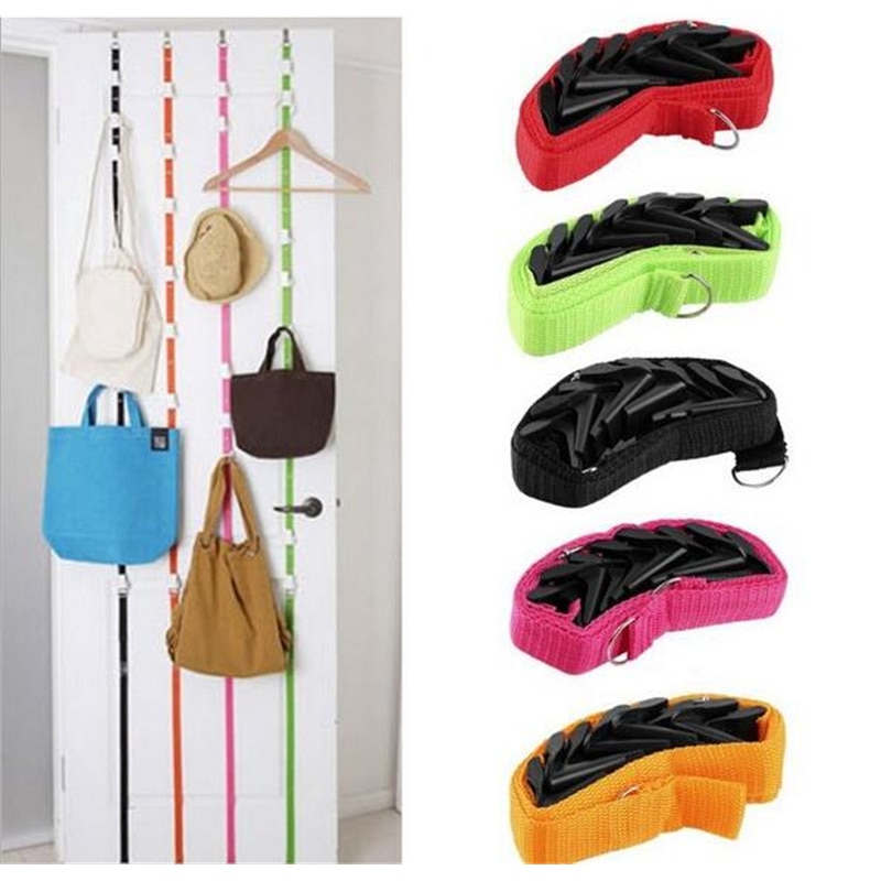 Perchero de gancho ajustable con tapa para ropa, cuerda para colgar después de la puerta, gancho multiusos para puerta trasera, percha para colgar abrigos, cuerda de almacenamiento, 1 ud.