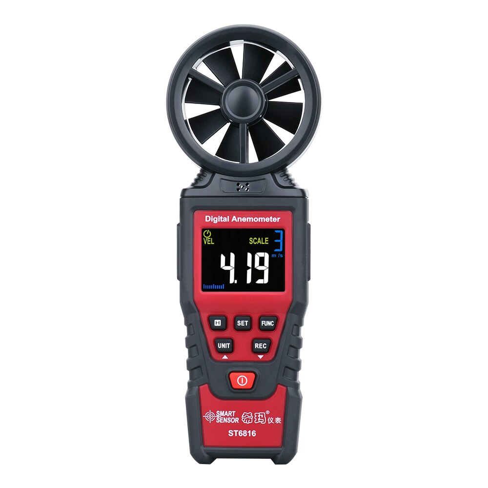 Digitale Anemometer Anemometro Thermometer Kleur Lcd Luchtsnelheid Windsnelheid Measue Gauge Luchtstroom Volume Meter Windmeter Alarm