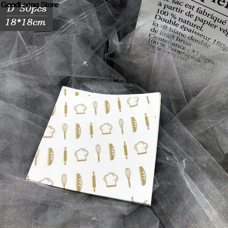 50 ark oljefast vaxpapper matomslagspapper bröd smörgås hamburgare frites inslagning bakverktyg snabbmat bröd oljepapper: D