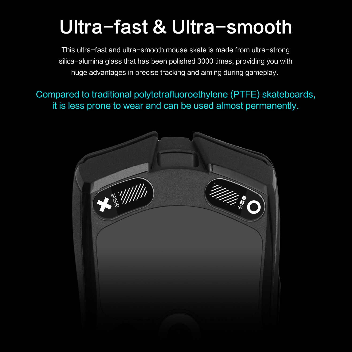 Patins de pieds de souris en verre Ultra résistant à bords incurvés pour Razer Viper V2 Pro, remplacement des pieds de souris de jeu, glisse Super lisse et rapide