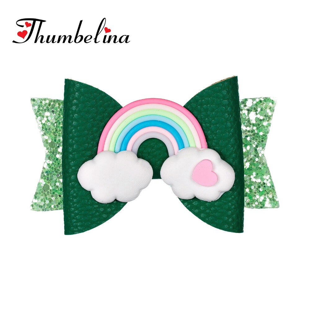 Thumbelina Regenboog Prinses Haarspelden Glitter Haarelastiekjes Met Clip Dance Party Boog Haar Clip Meisjes Haar Accessoires