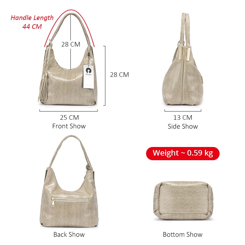 REALER women shoulder bag female Large Hobos bag luxury handbag with top-handle for ladies artificial leather tote bag tassel