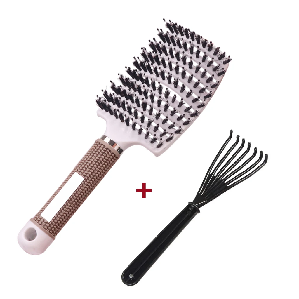 Hair Scalp Massage Comb Bristle Nylon Hairbrush Wet Curly Detangle Anti-Static Hair Brush Salon Hairdressing Style: Red