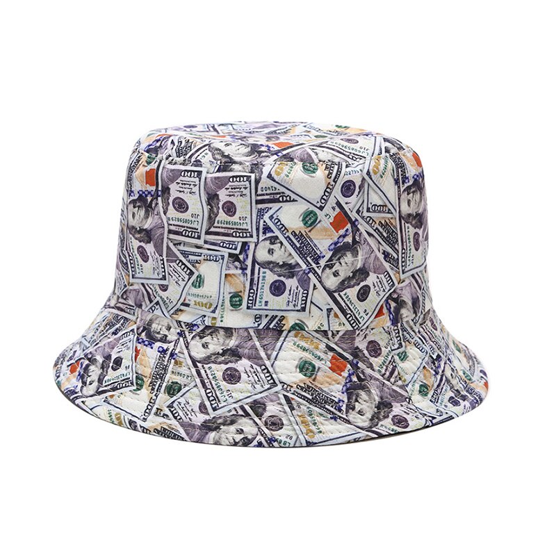 Dollar Print Omkeerbare Emmer Hoed Bob Chapeau Femme Visser Hoed Mannen Vissen Emmer Hoeden Outdoor Casquette