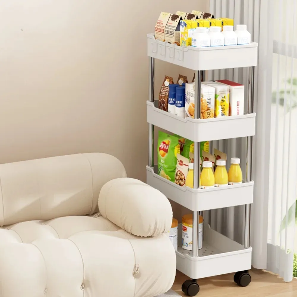 Schlanker Aufbewahrungswagen auf Rädern, rollender Mehrzweck-Rutsche, Badezimmerwagen, 3/4-stufiges Bücherregal, organisieren Sie Snacks, Karren, Küche, Schlafzimmerregal