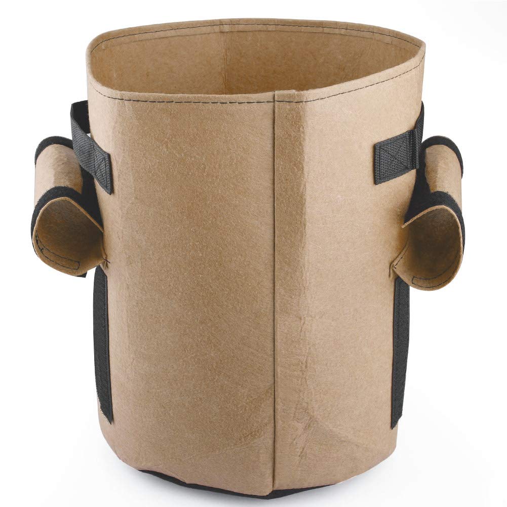 Bolsa de cultivo de patatas de 10/7 galones, olla de doble puerta, bolsa de plantas para interior y exterior no tejida respetuosa con el medio ambiente: Camel Brown M