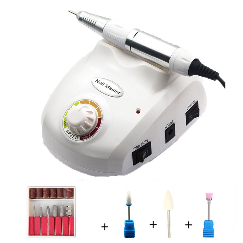 35000RPM Electric Nail Drill Machine Manicure High Speed Power 35000 Pedicure File with Foot Pedal Drill Bit Set: White / UK