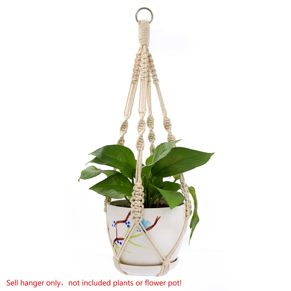 WITUSE 1PC Macrame Plants Hanger Hook 4 Legs Retro Flower Pot Hanging Rope Holder String Home Garden Balcony Decoration Wall Art: Type C 51cm