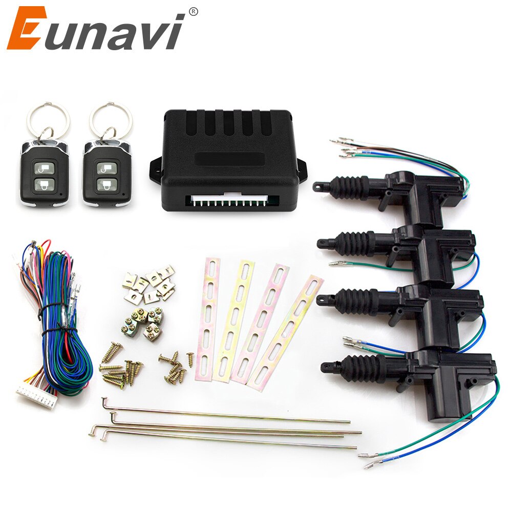 Eunavi universel el-dørlås aktuator 12- volt motor  (4 pakke) bil centralbetjening fjernlås nøglefrit adgangssystem
