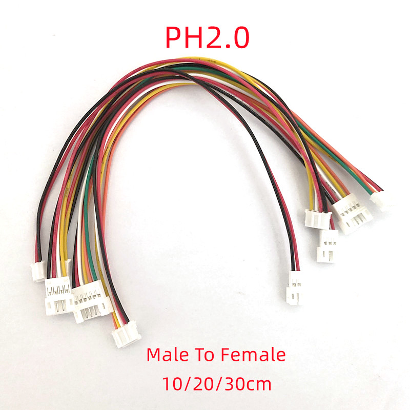 Ligne d'extension JST PH2.0 2/3/4/5/6 broches PH 2.0mm, connecteur mâle à femelle avec longueur de câble 10/20/30cm 26awg, 2 pièces