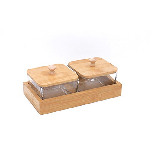 Japanese Style Glass Dried Fruit Snack Plate Snack Plate Wooden Tray Snack Plate Multi-grid Plate Glass Nut Plate: A-2 cells