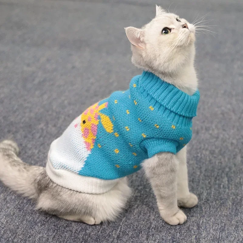 S-2XL col roulé chat pull tricoté pull chat pull de noël pour chats petits chiens hiver Sphinx chat vêtements Costumes pour animaux de compagnie