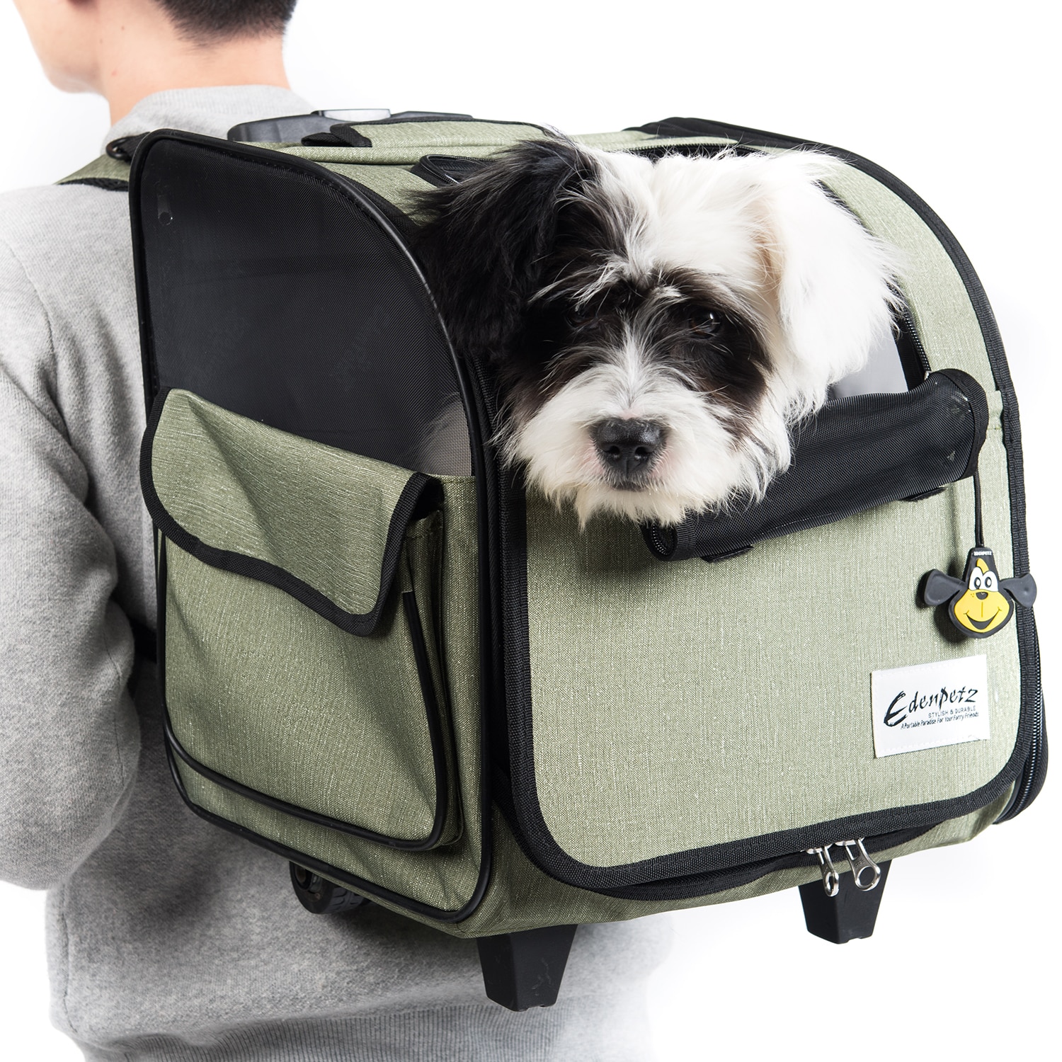 Pet Backpack On Wheels Multifunctional Breathable Cat Carrier Bag Transport Airline Approved Pet Stroller For Dogs Cat