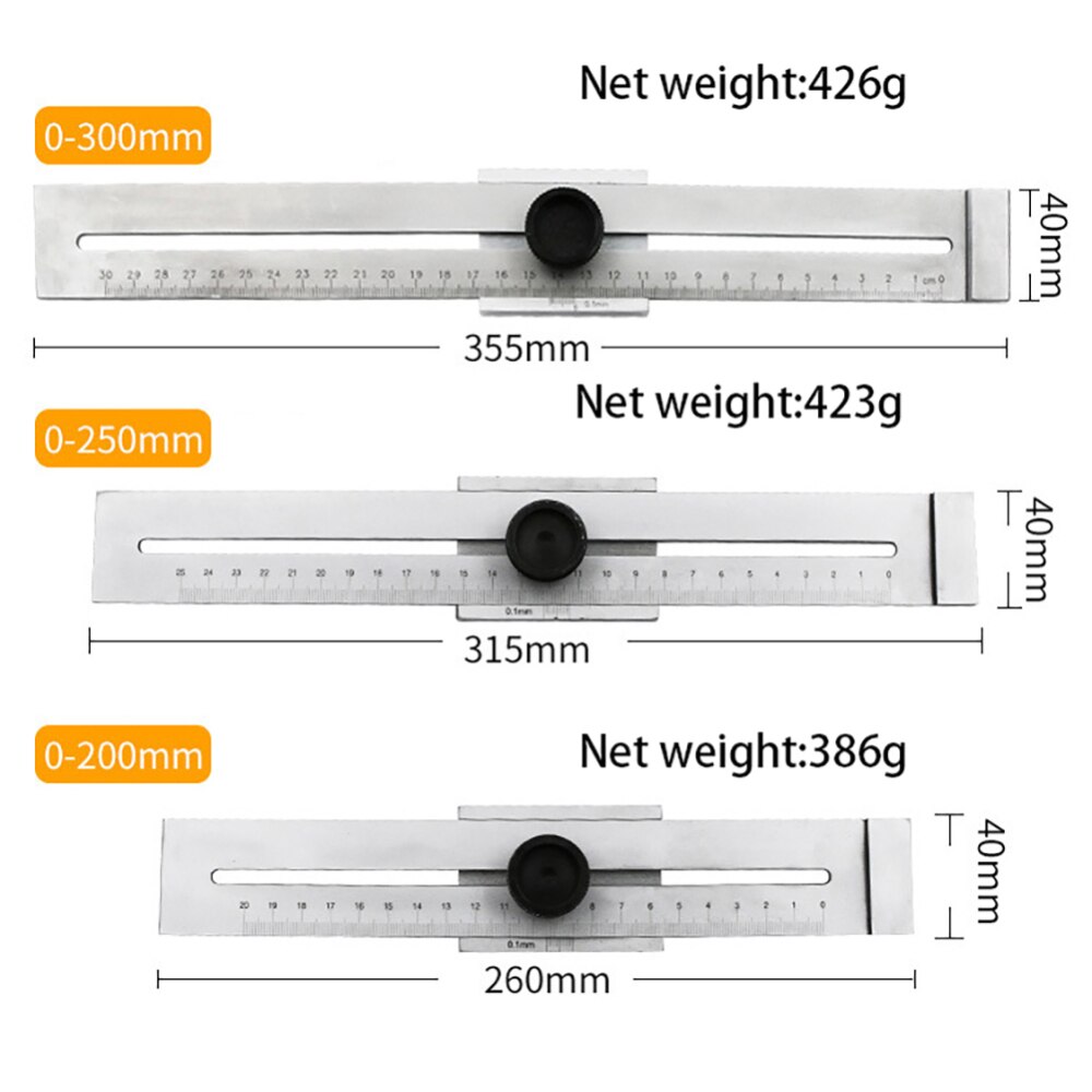 200mm/250mm/300mm Screw Cutting Marking Gauge Mark Scraper Tool for Woodworking Measuring Knurled thumb screw marking Set