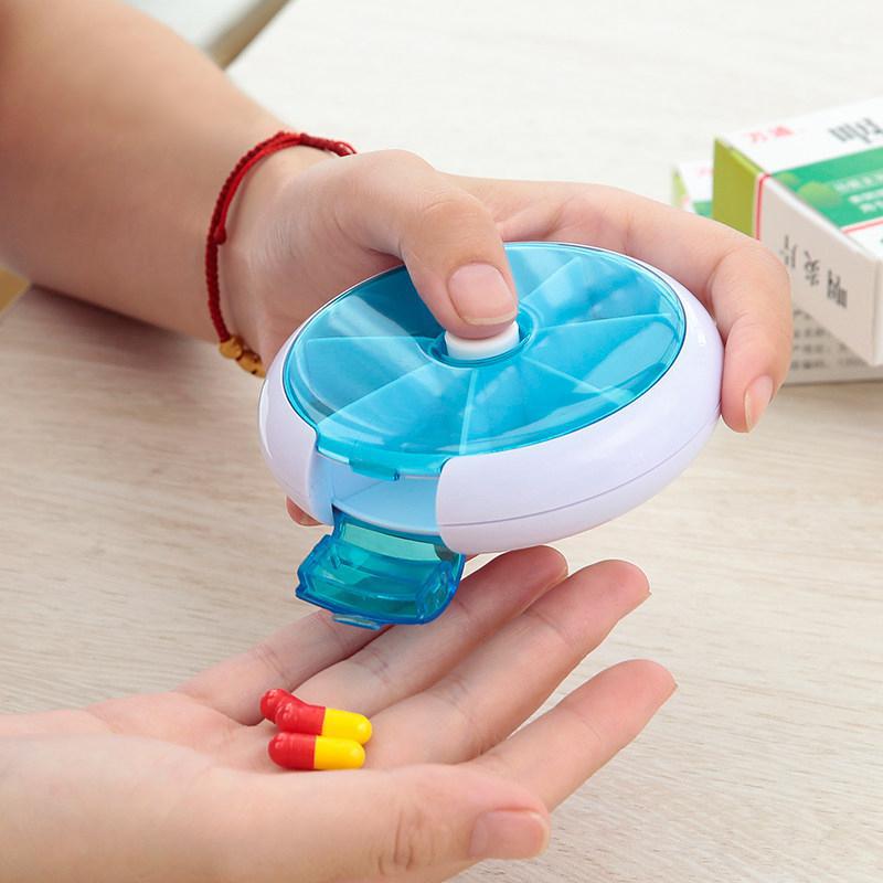 Blå medicinæske bærbar uge 7 gitterpakke pilleæske mini skrivebordsorganisator klipholder