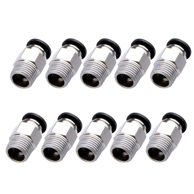 10pcs/lot PC4-M10 Pneumatic Connectors For 3D Printers Parts bowden Quick Jointer coupler 1.75/3mm Pipe PC4M6 fittings PTFE Tube: Type B