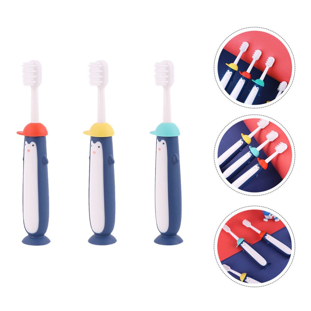 Brosses de nettoyage des dents pour enfants, dessin animé, outils de soins (couleur mixte), 3 pièces