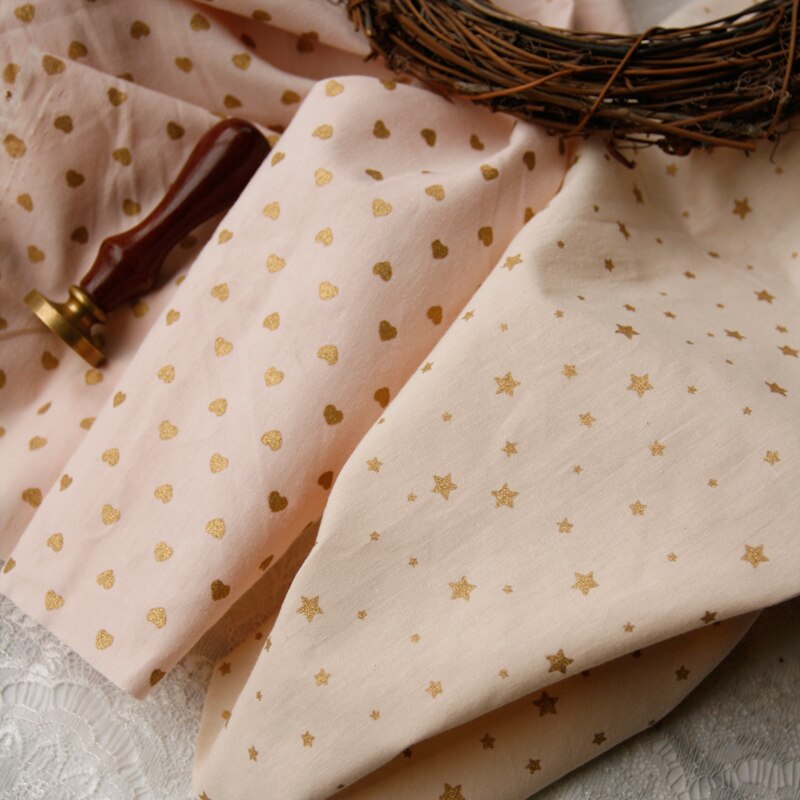 Tissu en coton Mini étoile dorée 50cm x 140cm/pièce, vêtements pour robe chemise, tissu pour rideau de marionnette, matériel fait à la main