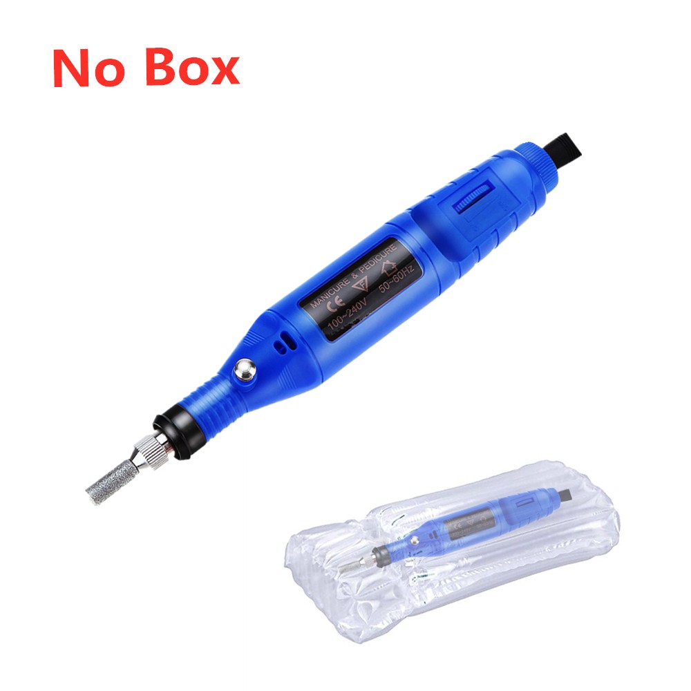Kit de forage d'art d'ongle de forme de stylo, Kit électrique de pédicure de Machine de classement de perceuse de clou acrylique de dissolvant d'ongle de manucure pour la beauté: BLUE NO BOX